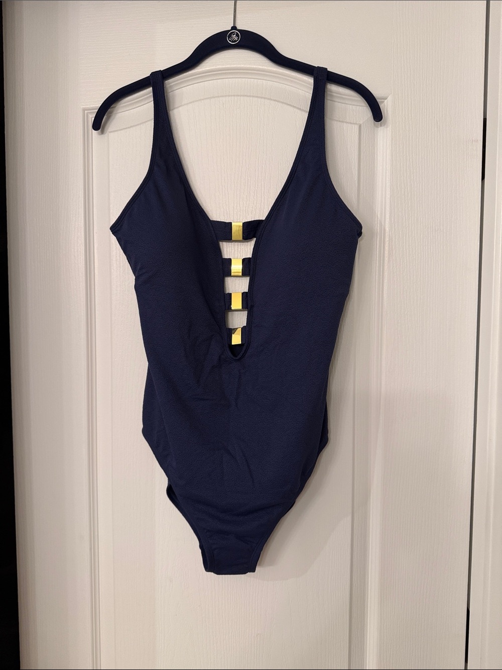 Bleu Rod Beattie Navy One-Piece Swimsuit with Ladder-Bar Front    Brand NEW